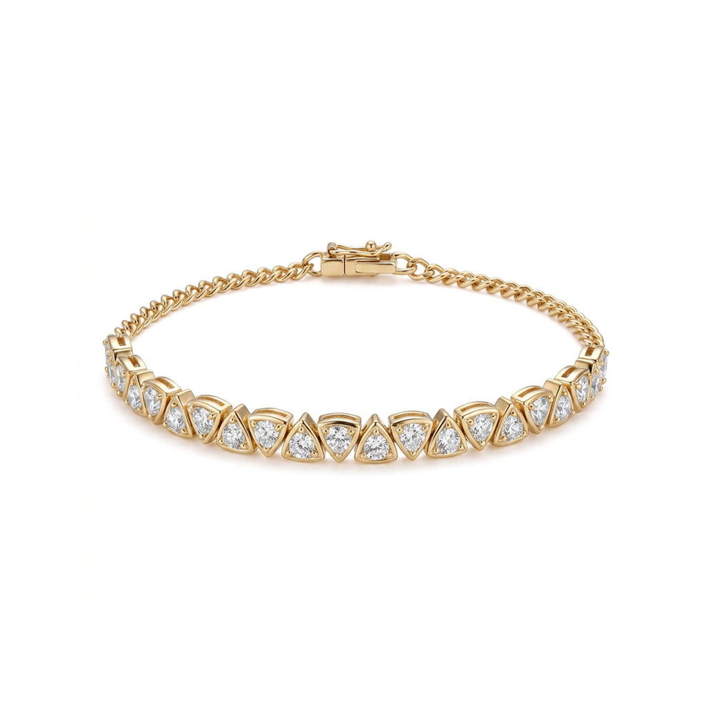 Triangle Link Daimond Gold Chain Bracelet
