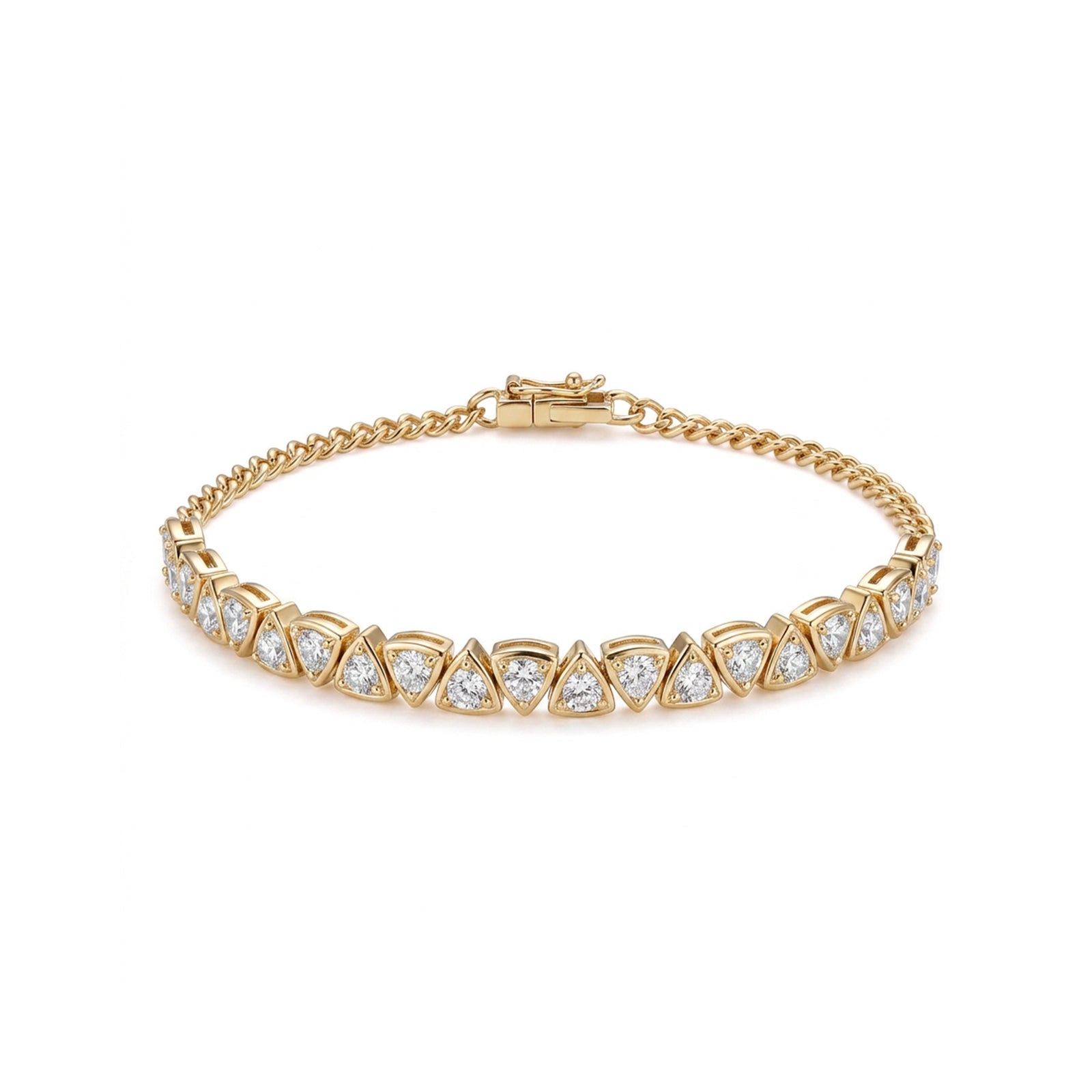 Triangle Link Daimond Gold Chain Bracelet