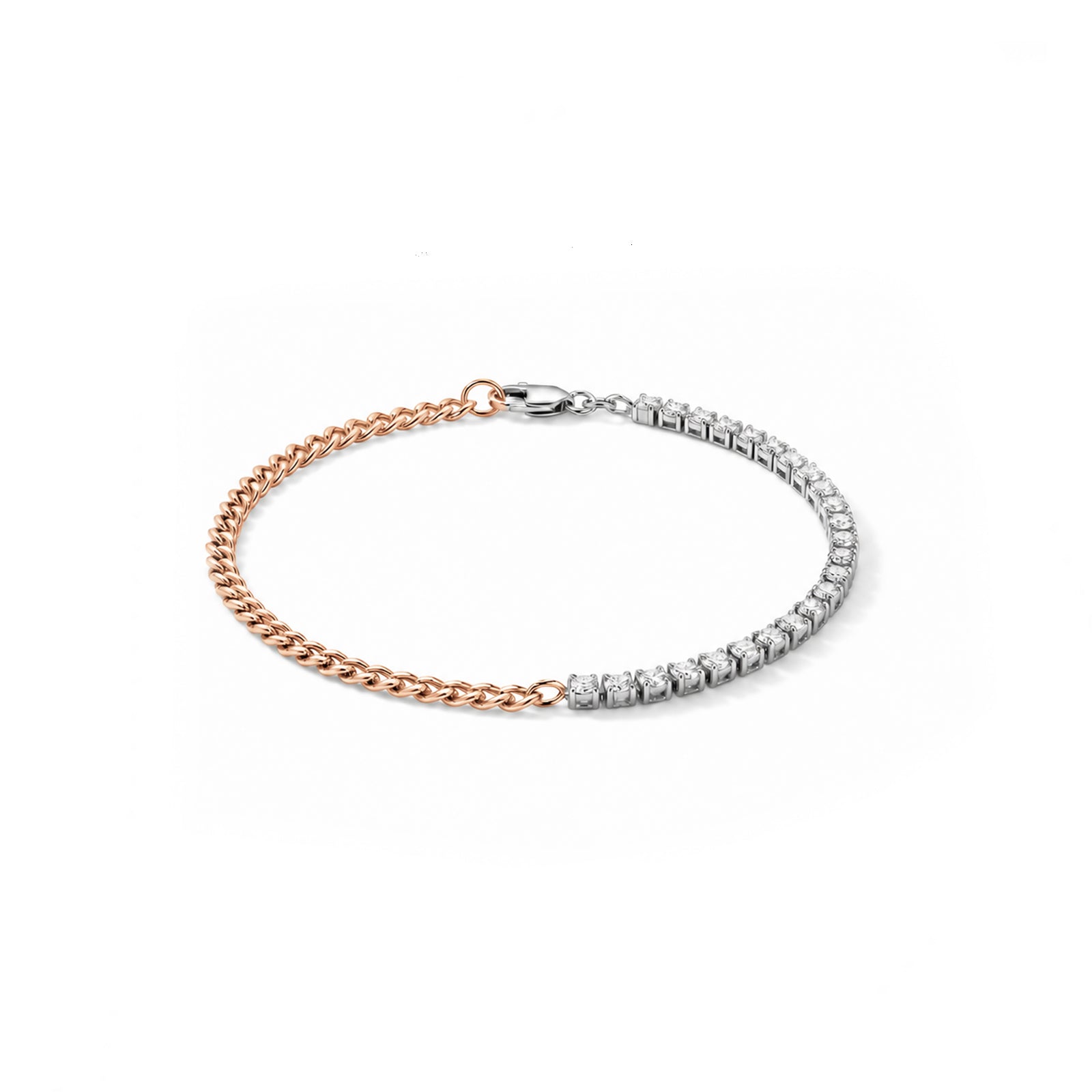 14K Two-Tone Full-Diamond Bracelet - Minimalist Luxury Style
