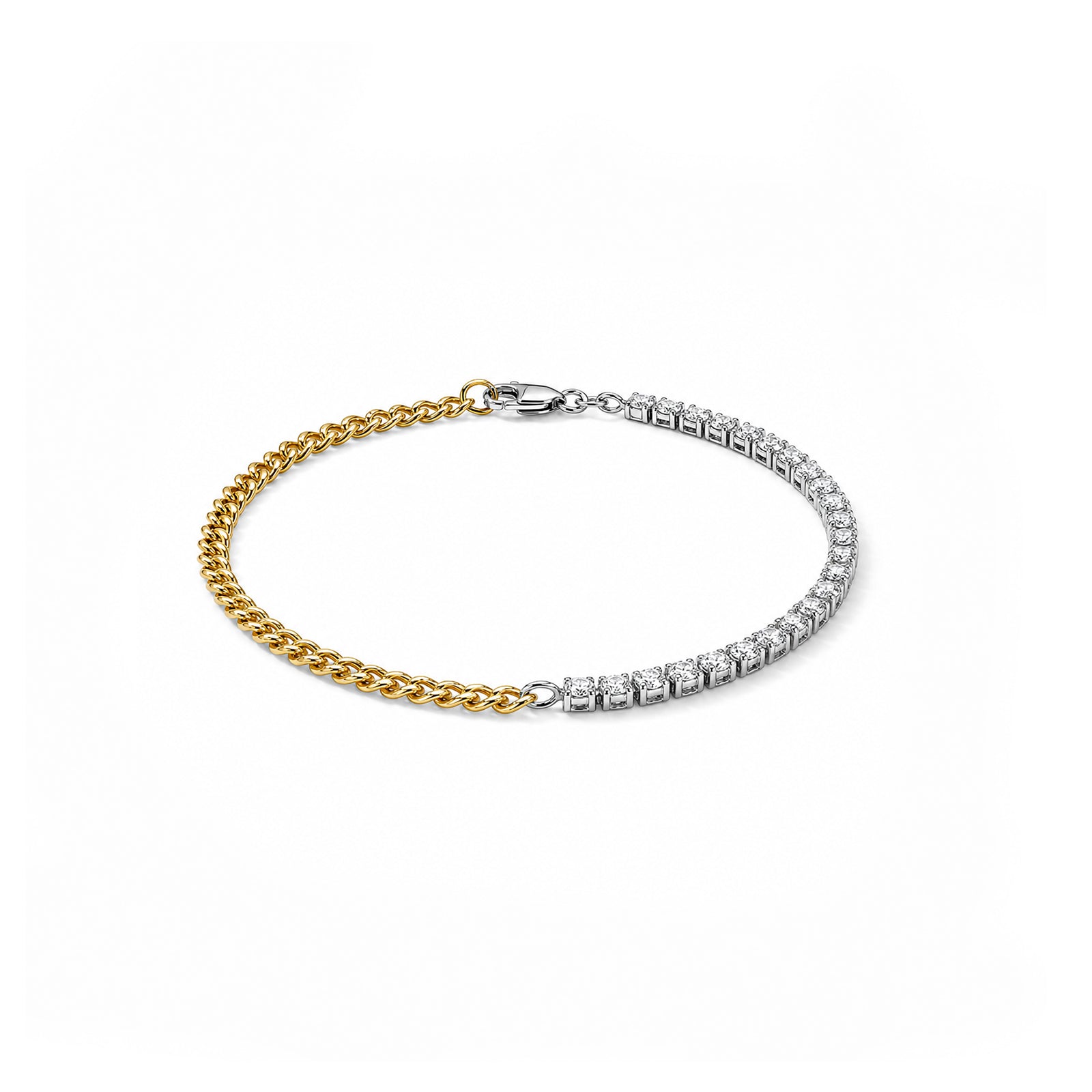 14K Two-Tone Full-Diamond Bracelet - Minimalist Luxury Style