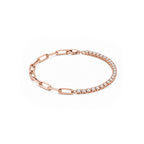 Asymmetrical Diamond TennisCuban Link Style Gold Bracelet