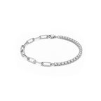 Asymmetrical Diamond TennisCuban Link Style Gold Bracelet