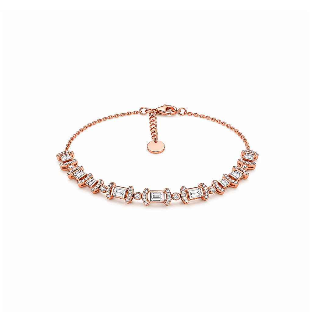 Vintage-Inspired Baguette & Pave Diamond Gold Bracelet