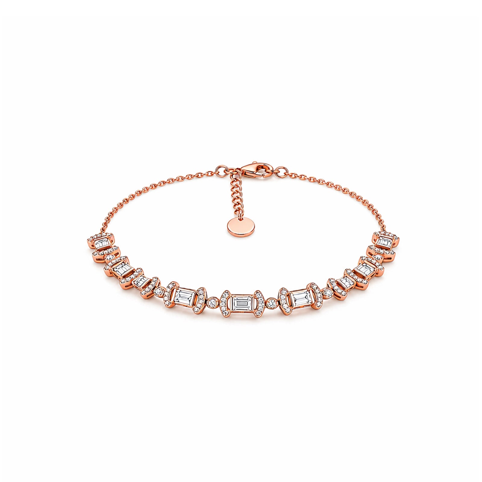 Vintage-Inspired Baguette & Pave Diamond Gold Bracelet