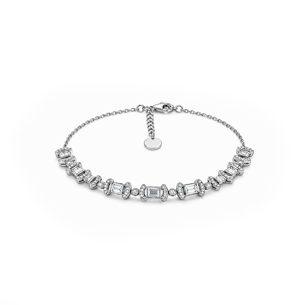 Vintage-Inspired Baguette & Pave Diamond Gold Bracelet