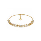 Vintage-Inspired Baguette & Pave Diamond Gold Bracelet