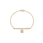 Luminous Geometric Charm | Pave Bar & Square Halo Dainty Bracelet