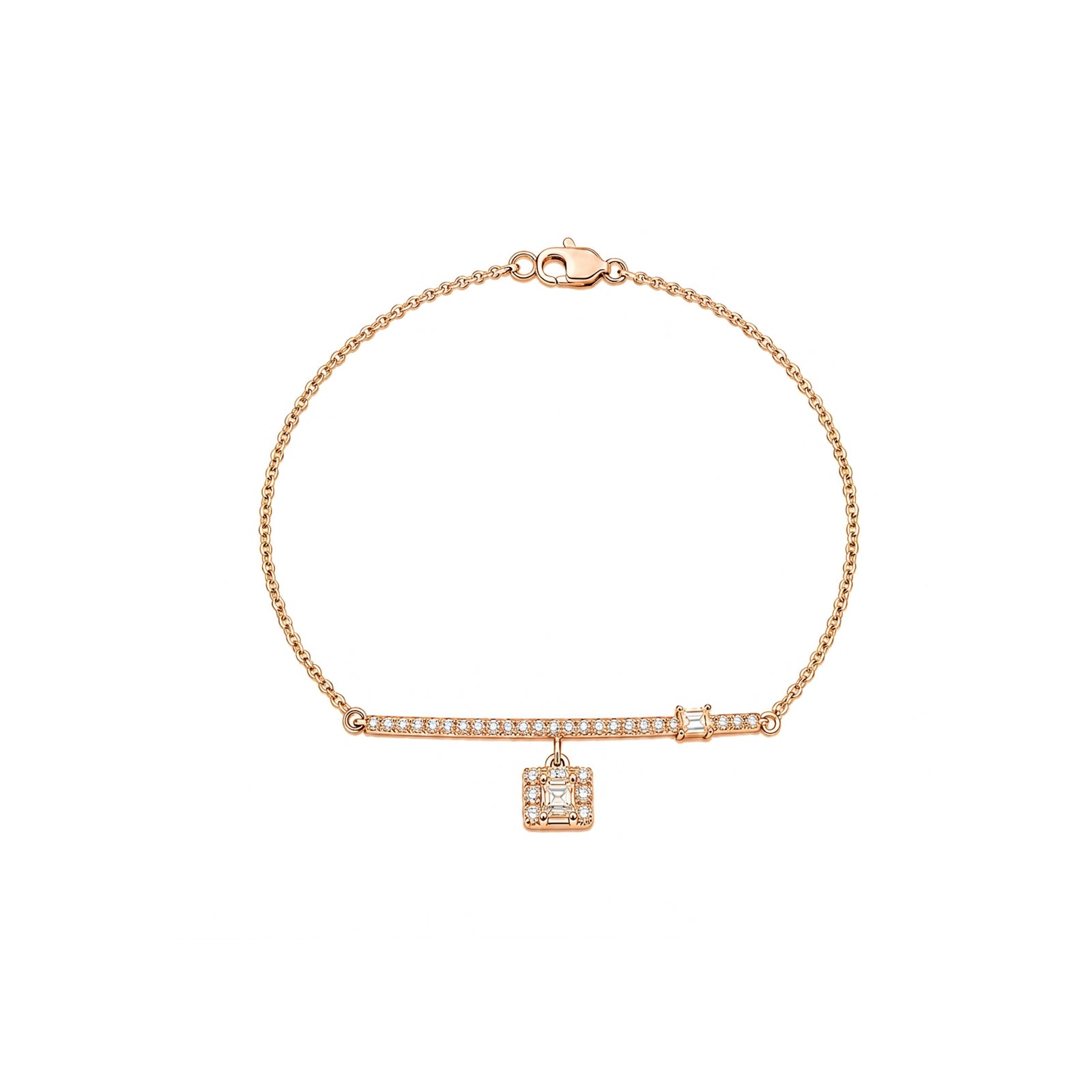 Luminous Geometric Charm | Pave Bar & Square Halo Dainty Bracelet