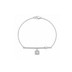 Luminous Geometric Charm | Pave Bar & Square Halo Dainty Bracelet
