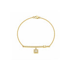 Luminous Geometric Charm | Pave Bar & Square Halo Dainty Bracelet