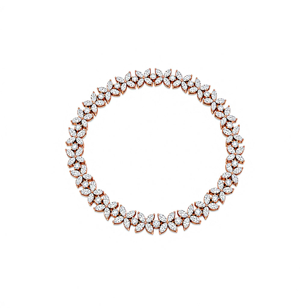 Luxury Floral Cluster Tennis Bracelet - Marquise Cut Bridal Jewelry