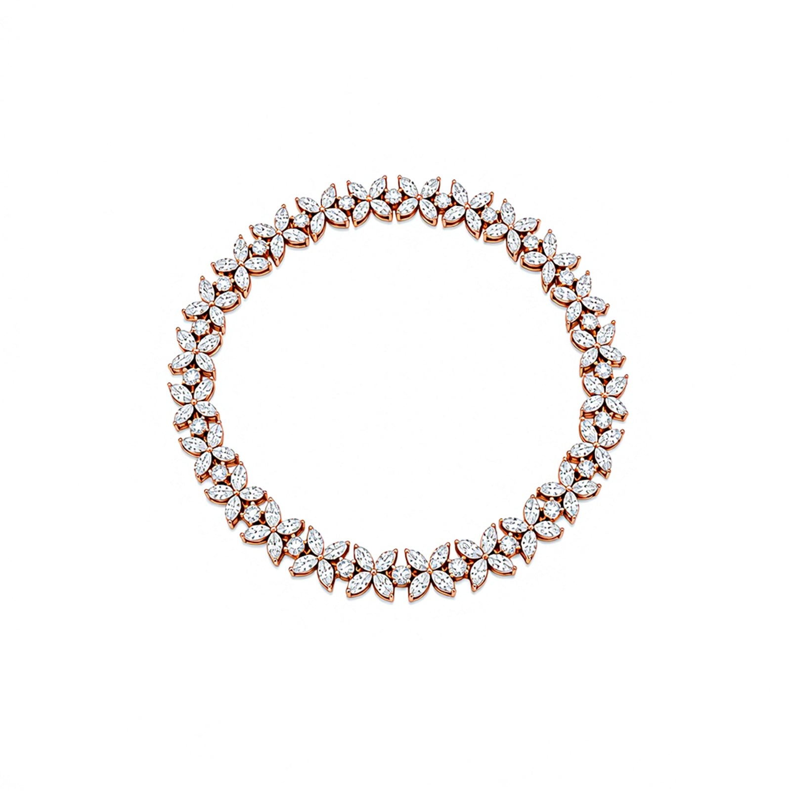 Luxury Floral Cluster Tennis Bracelet - Marquise Cut Bridal Jewelry
