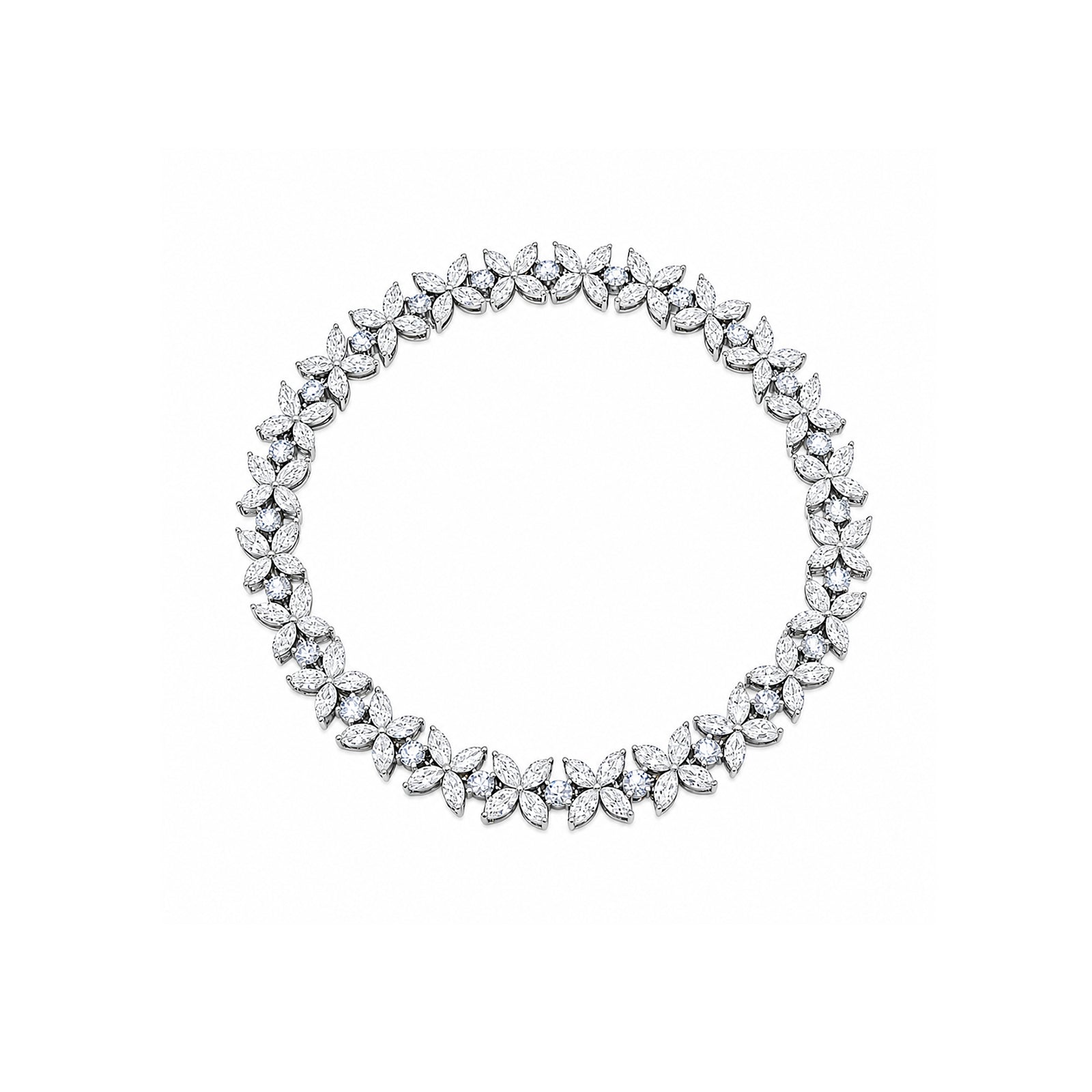 Luxury Floral Cluster Tennis Bracelet - Marquise Cut Bridal Jewelry