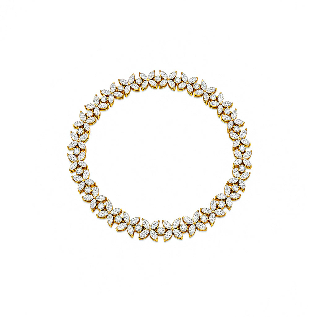 Luxury Floral Cluster Tennis Bracelet - Marquise Cut Bridal Jewelry