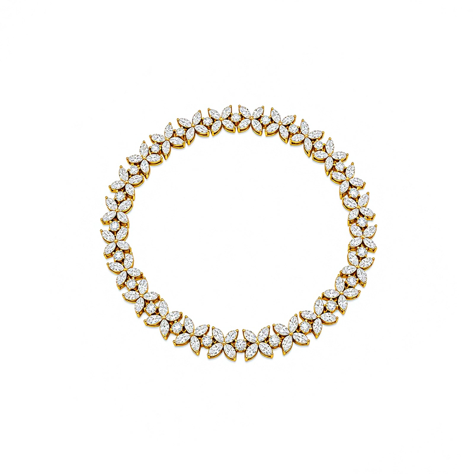 Luxury Floral Cluster Tennis Bracelet - Marquise Cut Bridal Jewelry