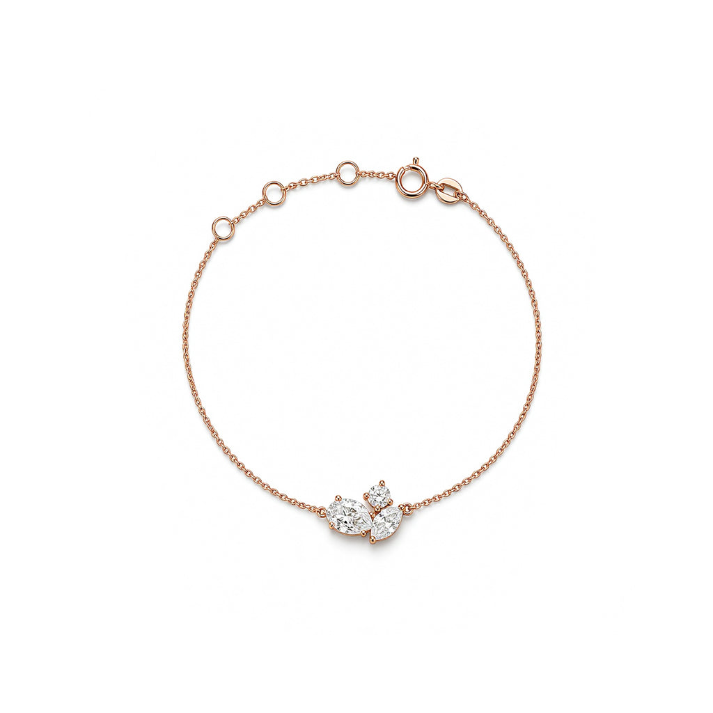 Dainty Rose Gold Mixed-Cut Cluster Bracelet