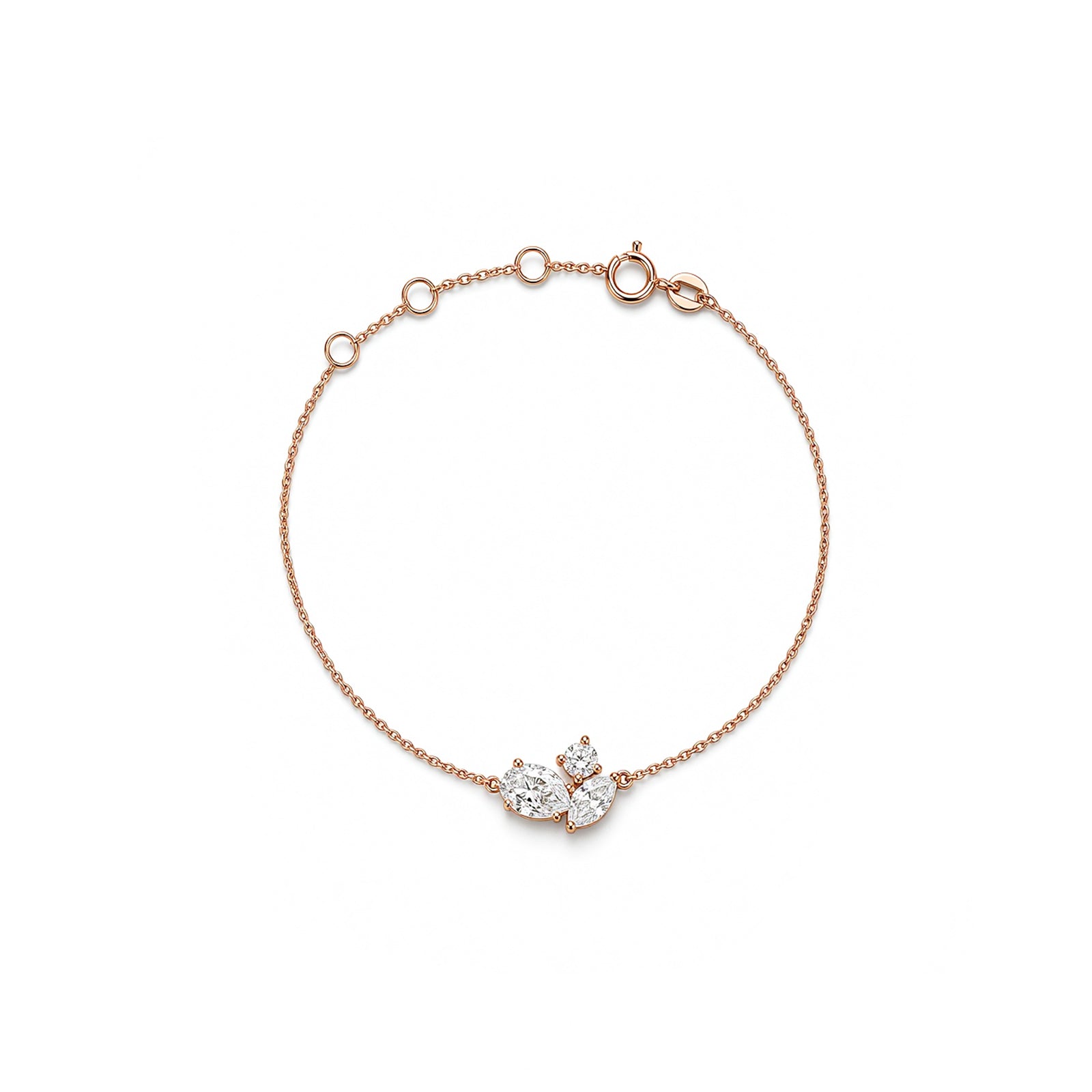 Dainty Rose Gold Mixed-Cut Cluster Bracelet