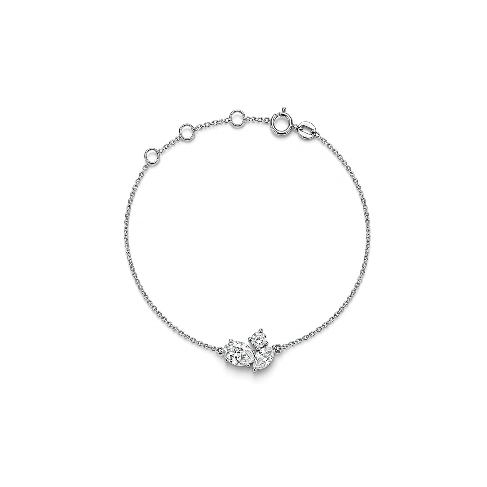 Dainty Rose Gold Mixed-Cut Cluster Bracelet
