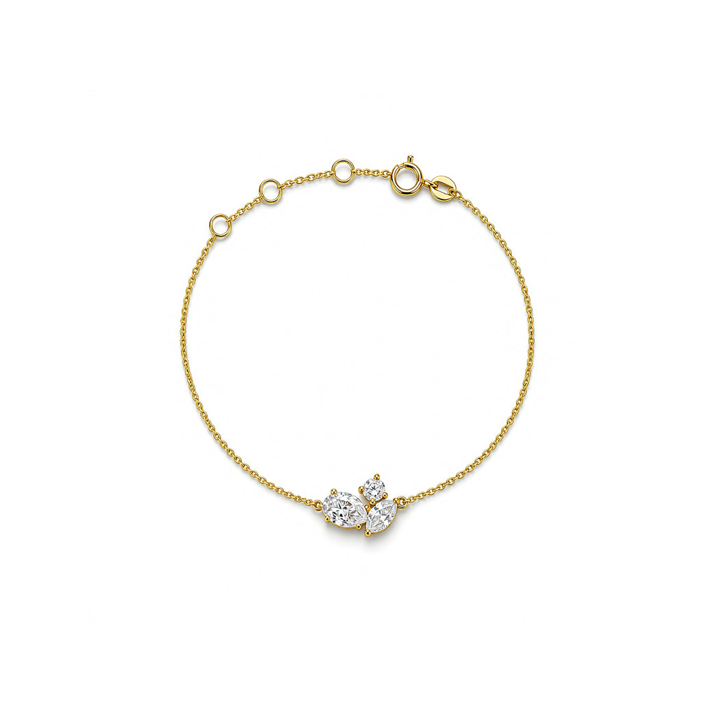 Dainty Rose Gold Mixed-Cut Cluster Bracelet