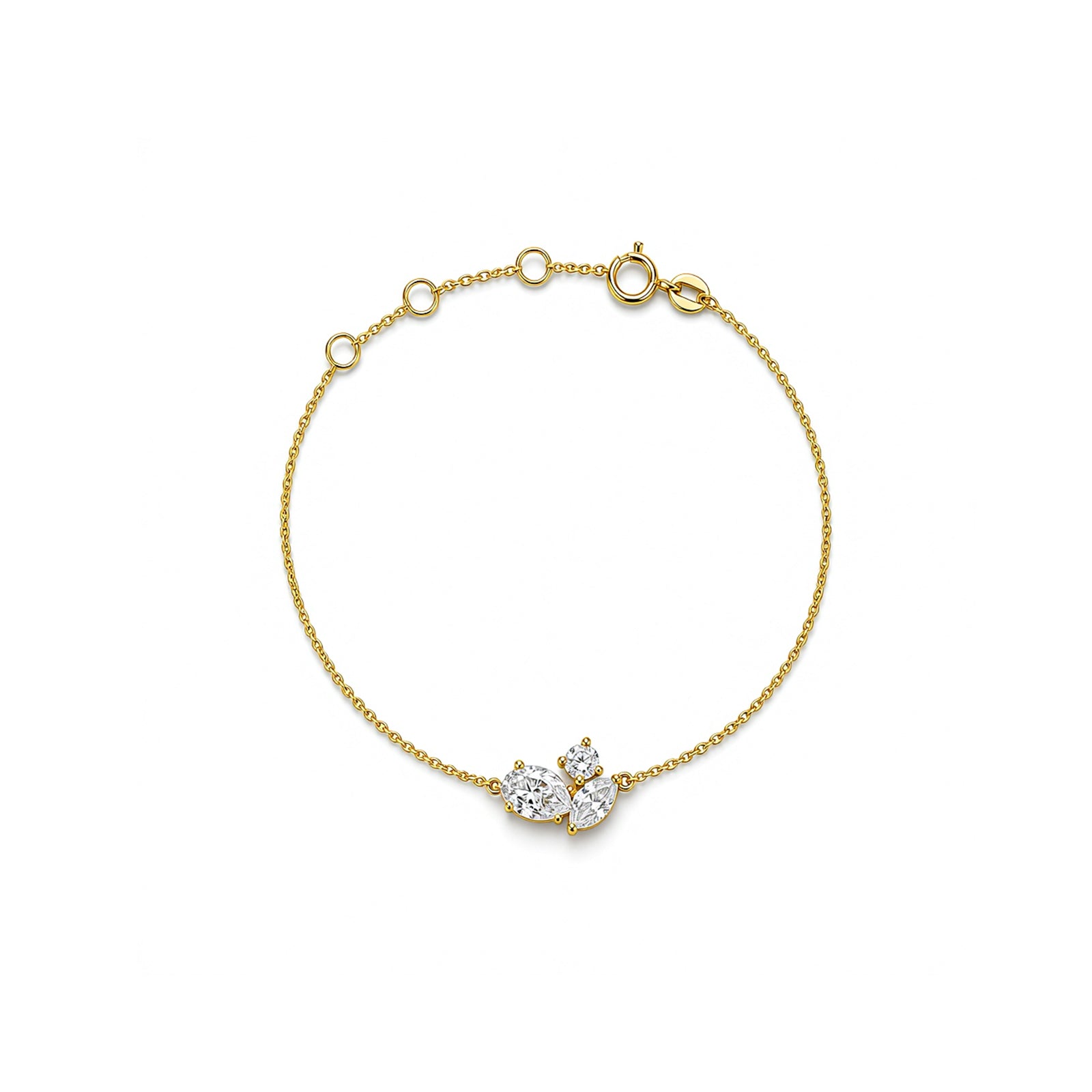 Dainty Rose Gold Mixed-Cut Cluster Bracelet