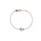 Tilted Emerald & Round Cut Dainty Bracelet