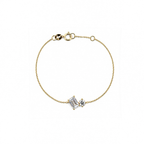 Tilted Emerald & Round Cut Dainty Bracelet