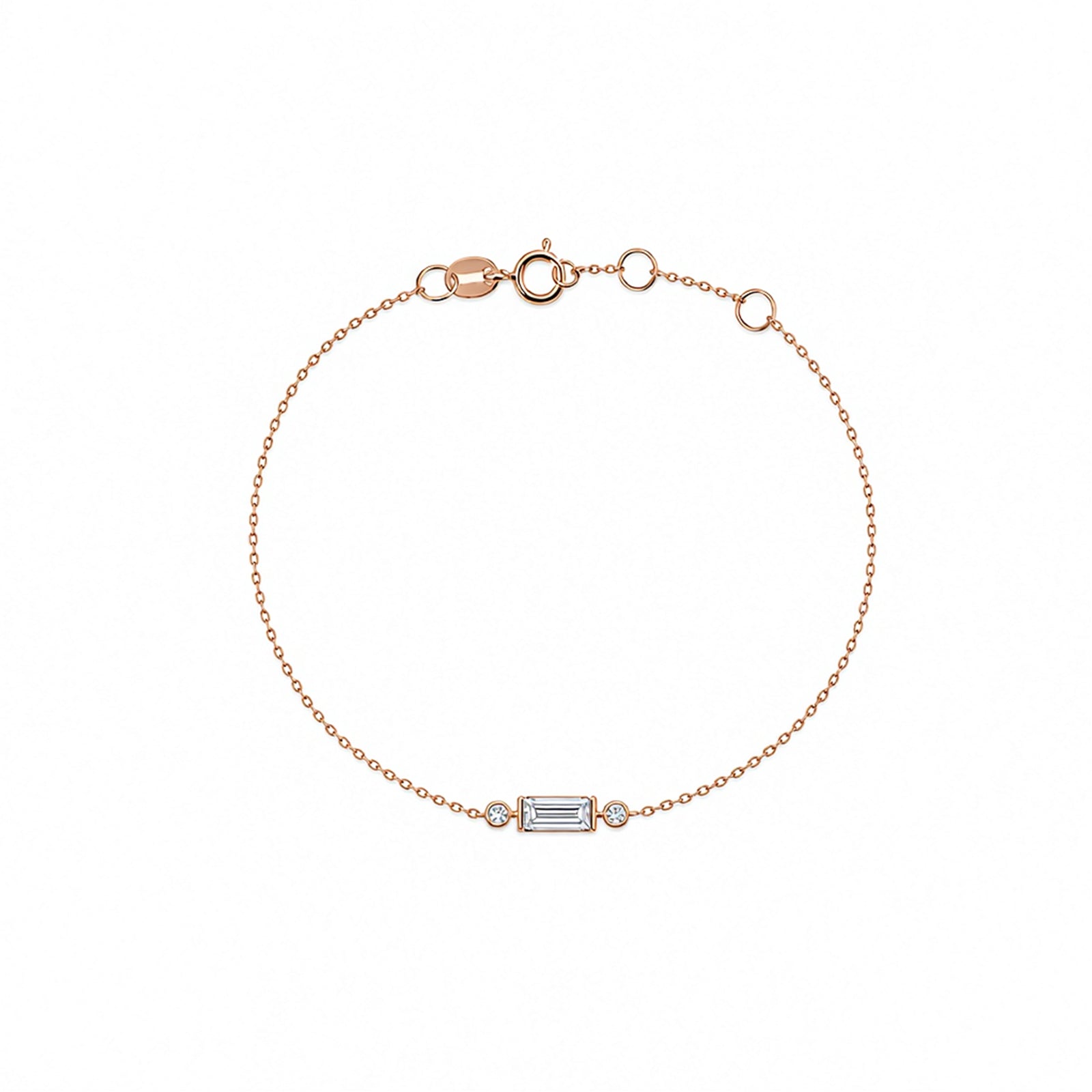 Baguette & Round Cut Dainty 3-Stone Bracelet