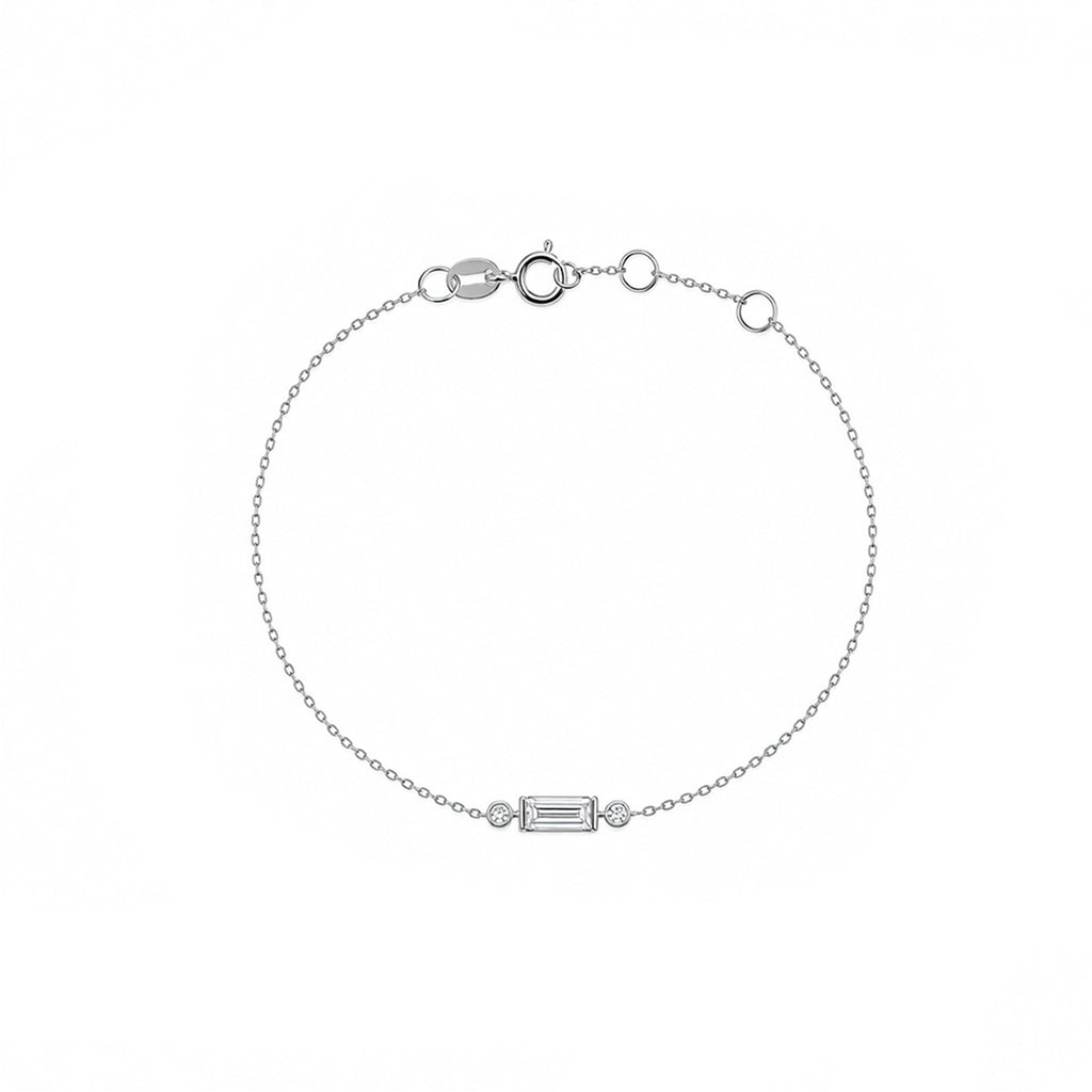 Baguette & Round Cut Dainty 3-Stone Bracelet