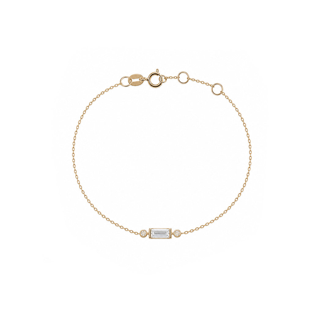 Baguette & Round Cut Dainty 3-Stone Bracelet