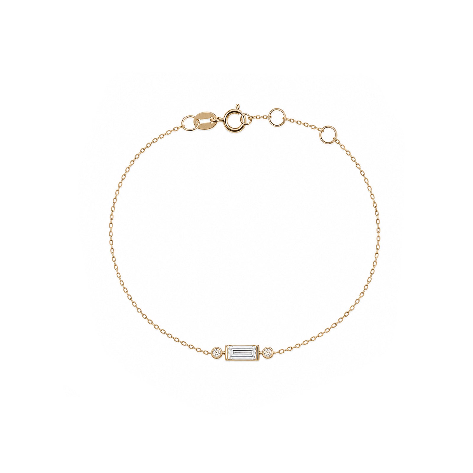 Baguette & Round Cut Dainty 3-Stone Bracelet