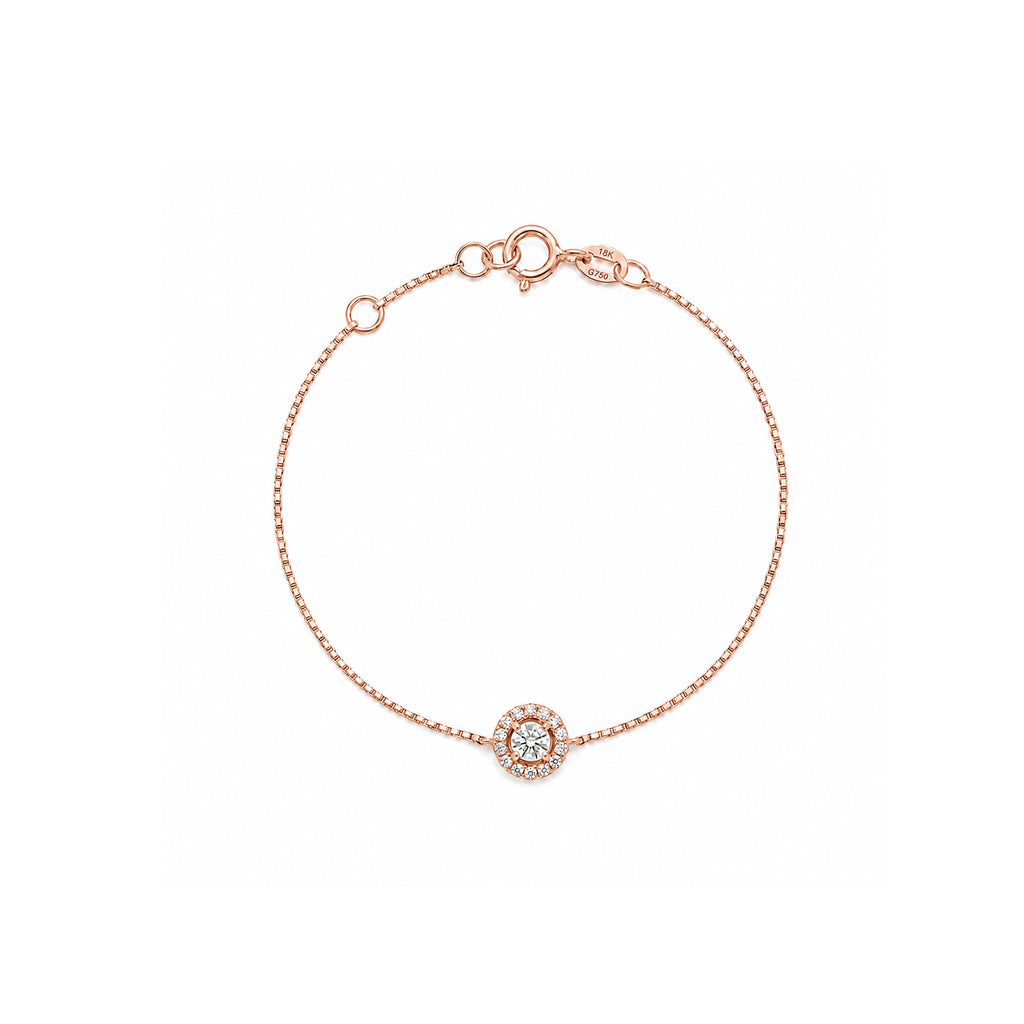 14K Gold Dainty Round Brilliant Bracelet
