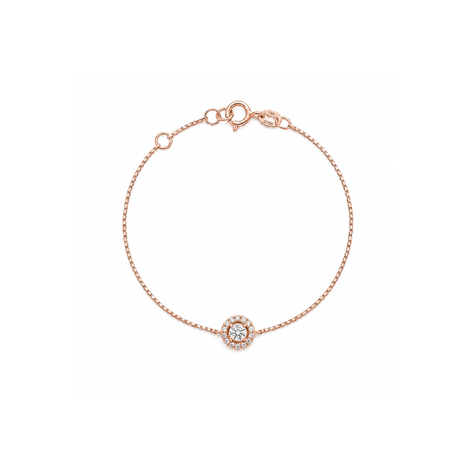 14K Gold Dainty Round Brilliant Bracelet