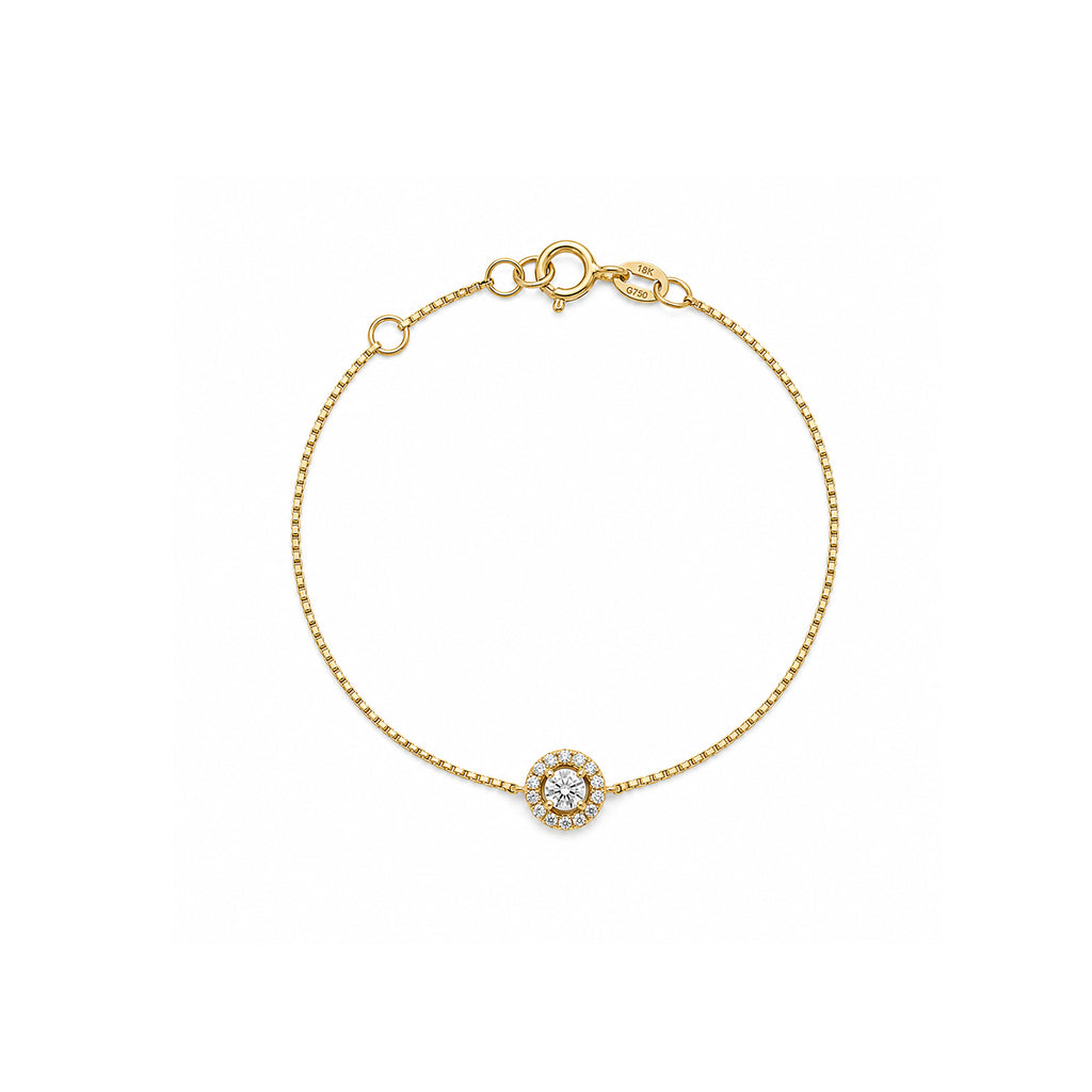 14K Gold Dainty Round Brilliant Bracelet