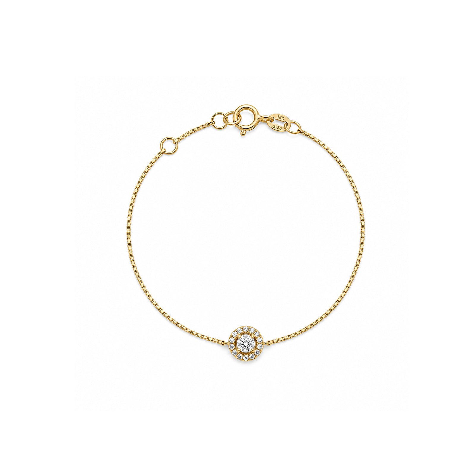 14K Gold Dainty Round Brilliant Bracelet