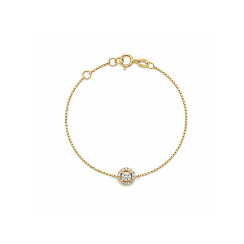 14K Gold Dainty Round Brilliant Bracelet