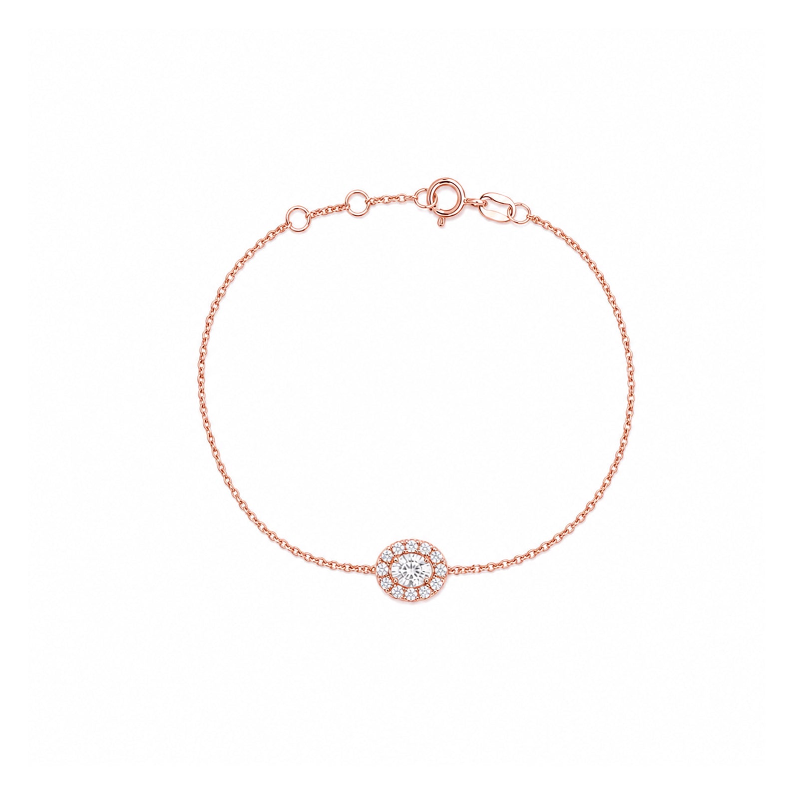 Minimalist Dainty Gold Bracelet - Classic Oval Halo Setting Adjustable