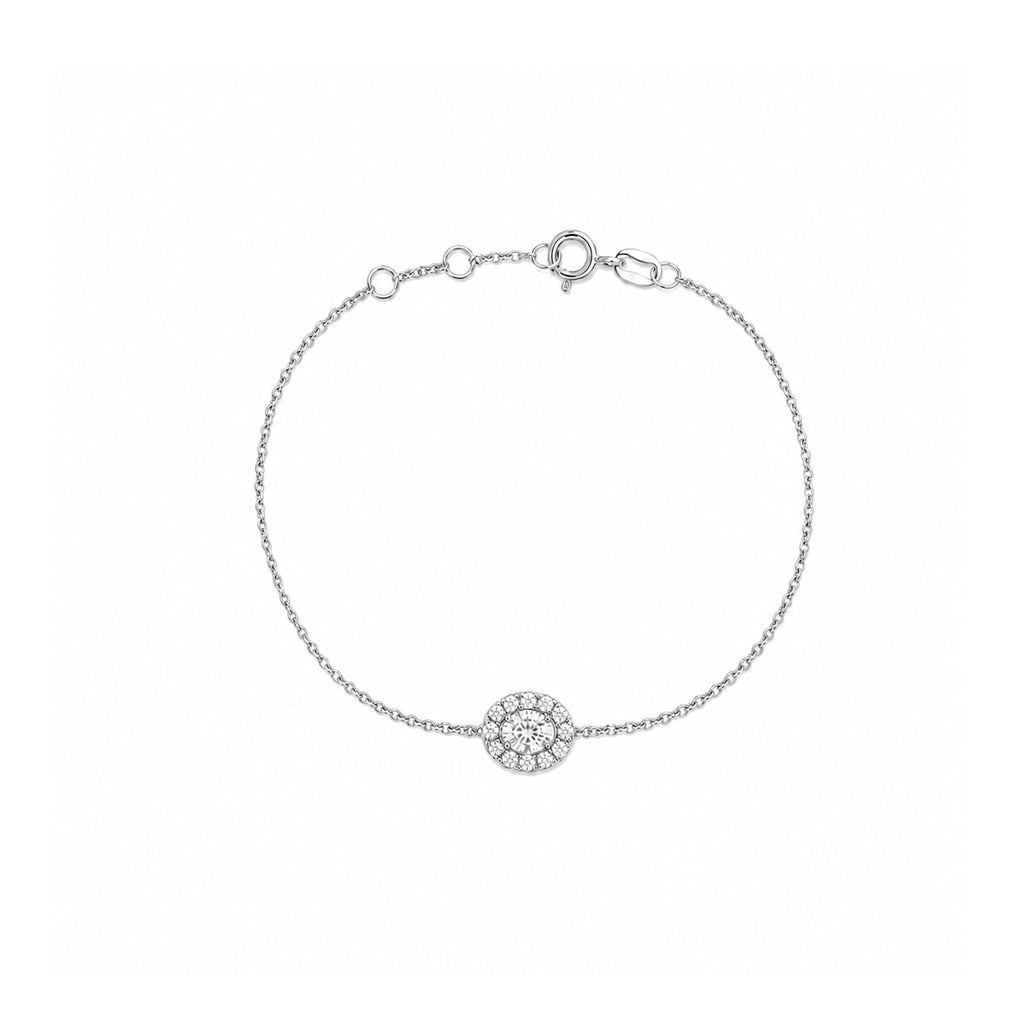 Minimalist Dainty Gold Bracelet - Classic Oval Halo Setting Adjustable