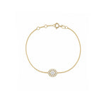 Minimalist Dainty Gold Bracelet - Classic Oval Halo Setting Adjustable