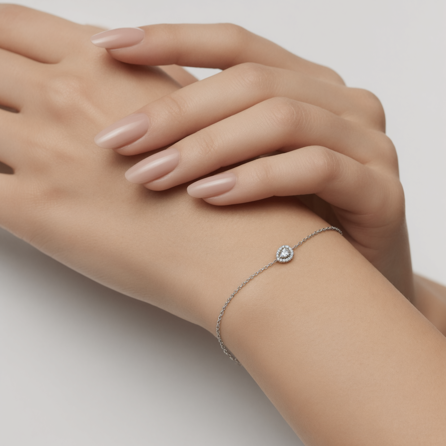 Radiant Teardrop | Dainty Pear Halo Centerpiece Bracelet