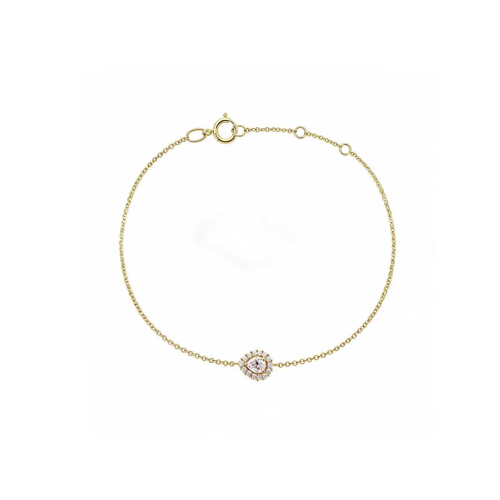 Radiant Teardrop | Dainty Pear Halo Centerpiece Bracelet