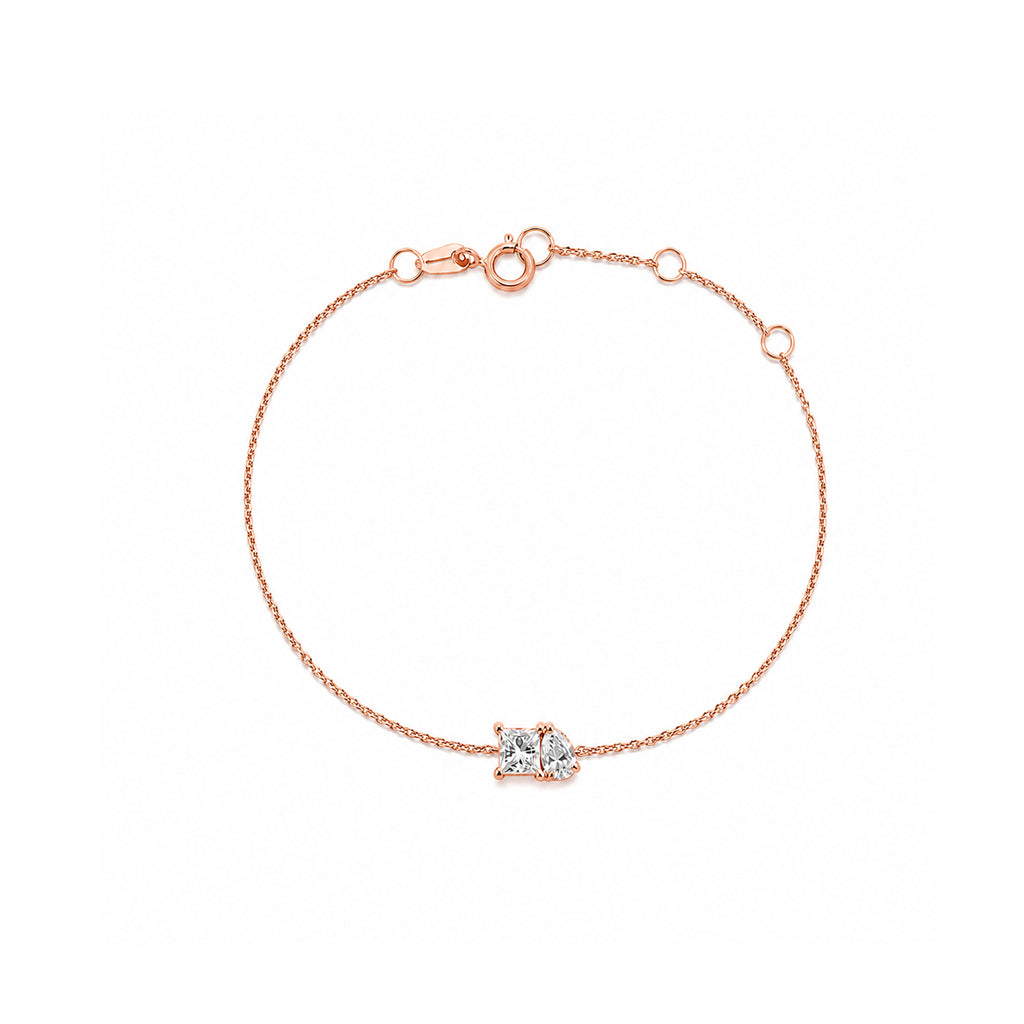 Toi et Moi Romance | Dainty Princess & Pear Cut Double Stone Bracelet