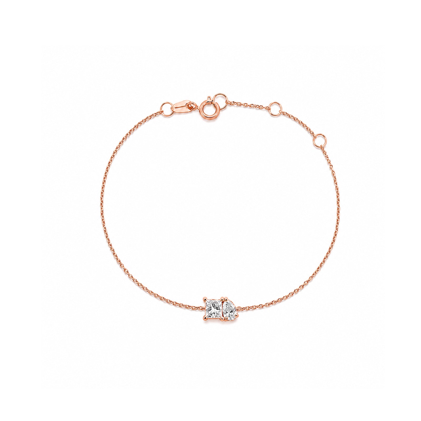 Toi et Moi Romance | Dainty Princess & Pear Cut Double Stone Bracelet