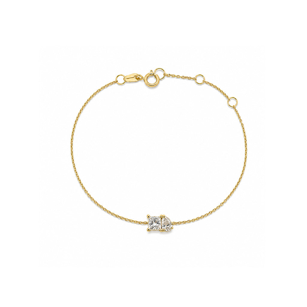 Toi et Moi Romance | Dainty Princess & Pear Cut Double Stone Bracelet