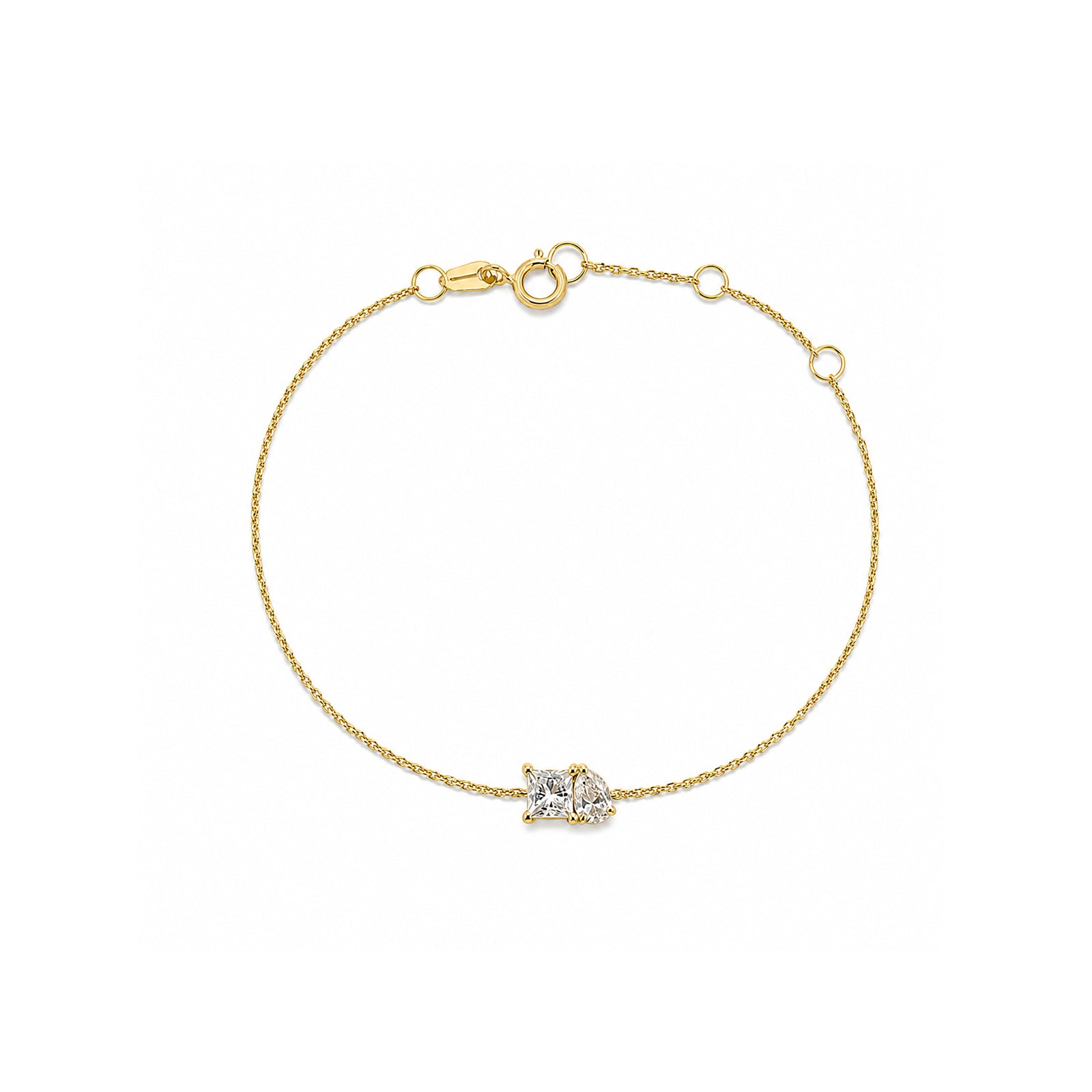 Toi et Moi Romance | Dainty Princess & Pear Cut Double Stone Bracelet