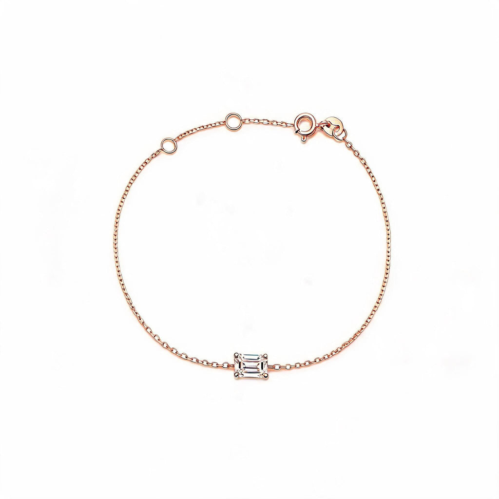 Gold-Tone Emerald Cut Crystal Bracelet