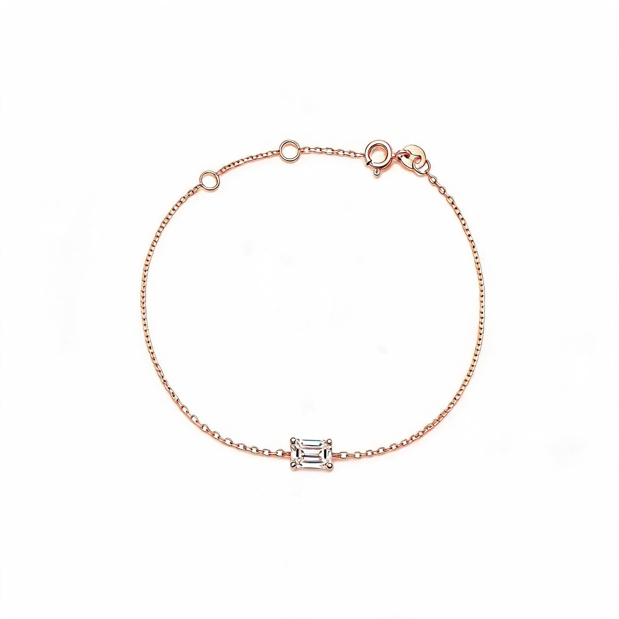 Gold-Tone Emerald Cut Crystal Bracelet