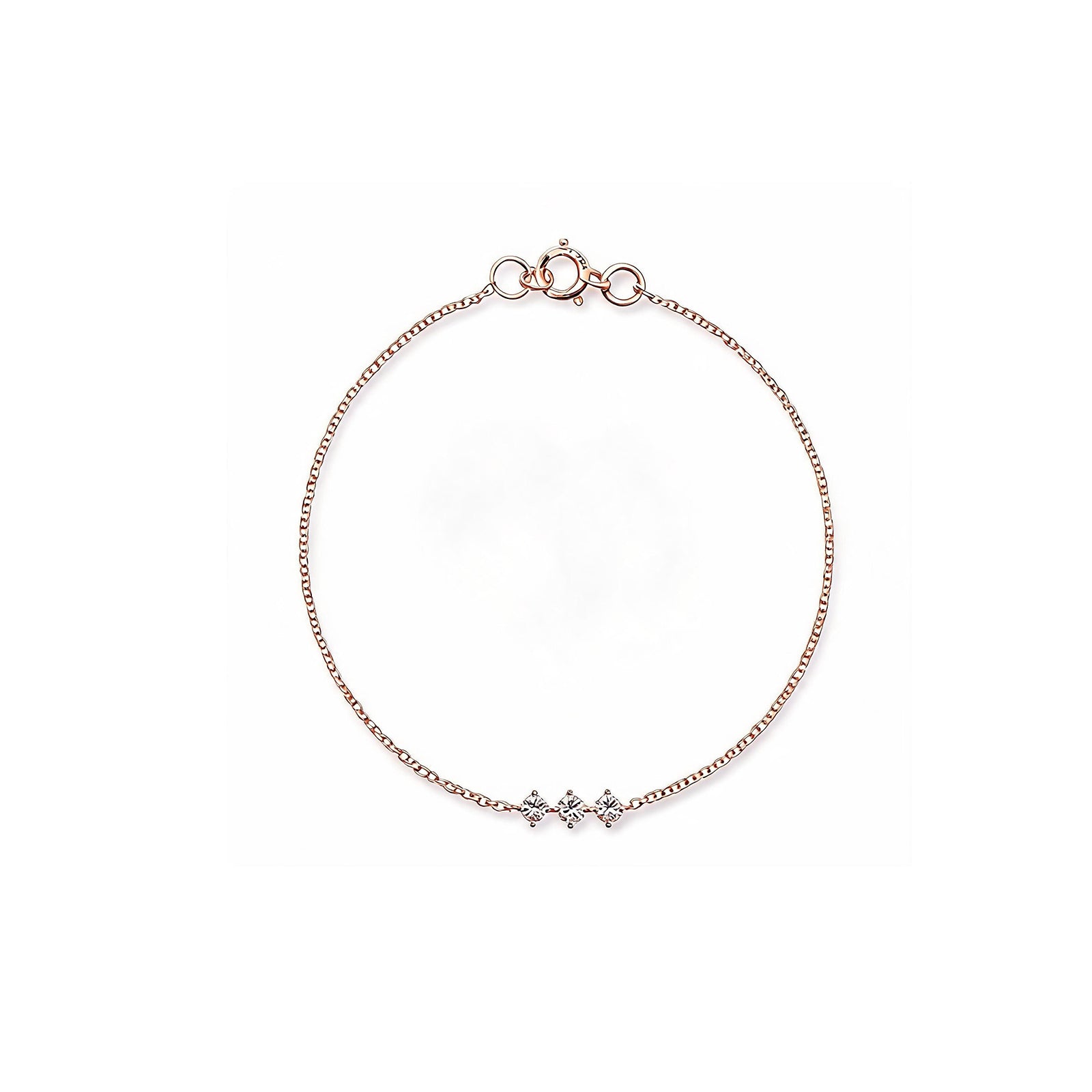 Triple Diamond Rose Gold Delicate Bracelet