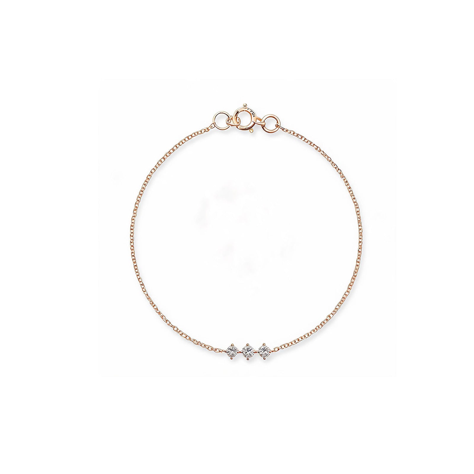 Triple Diamond Rose Gold Delicate Bracelet