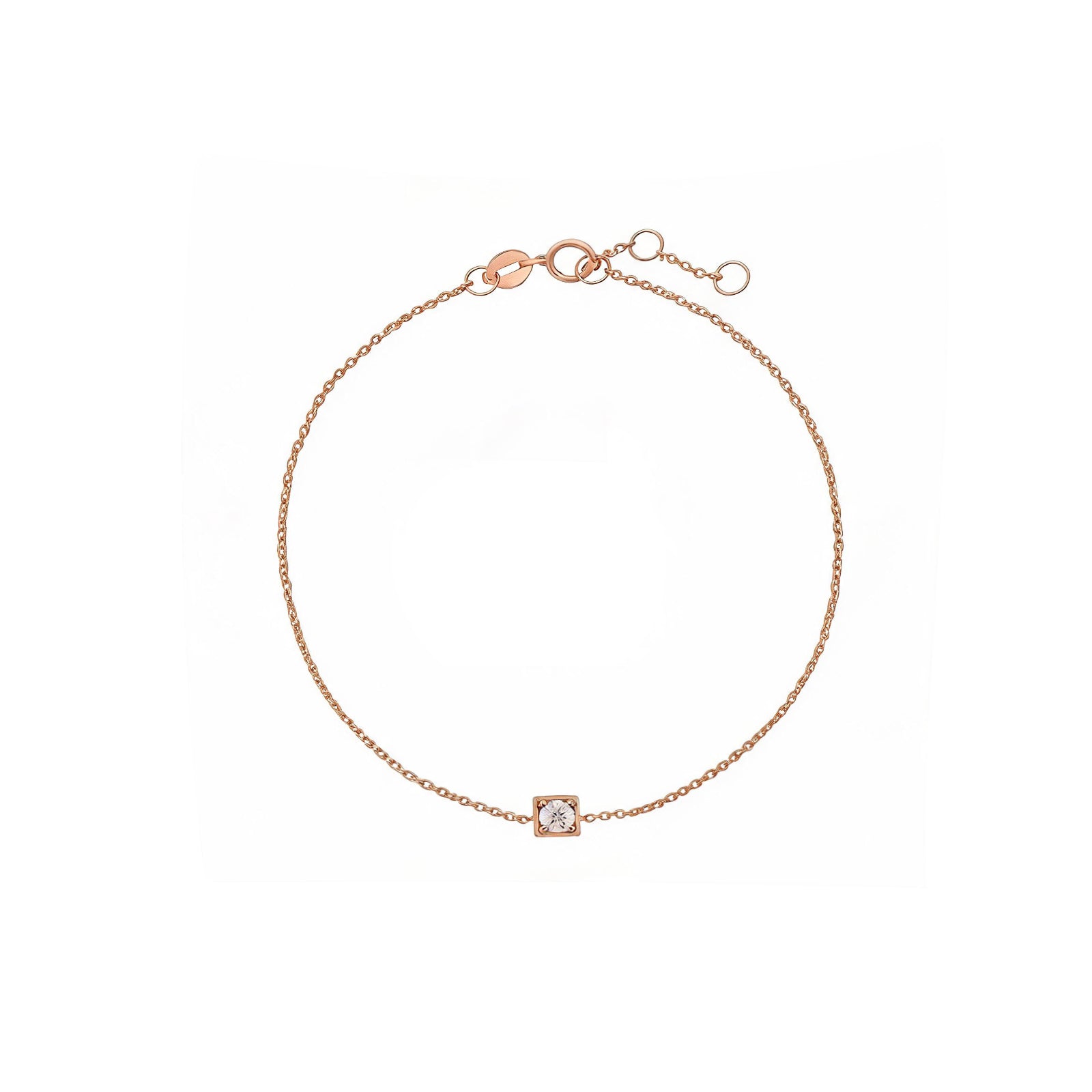 "The One" Square Diamond Rose Gold Bracelet