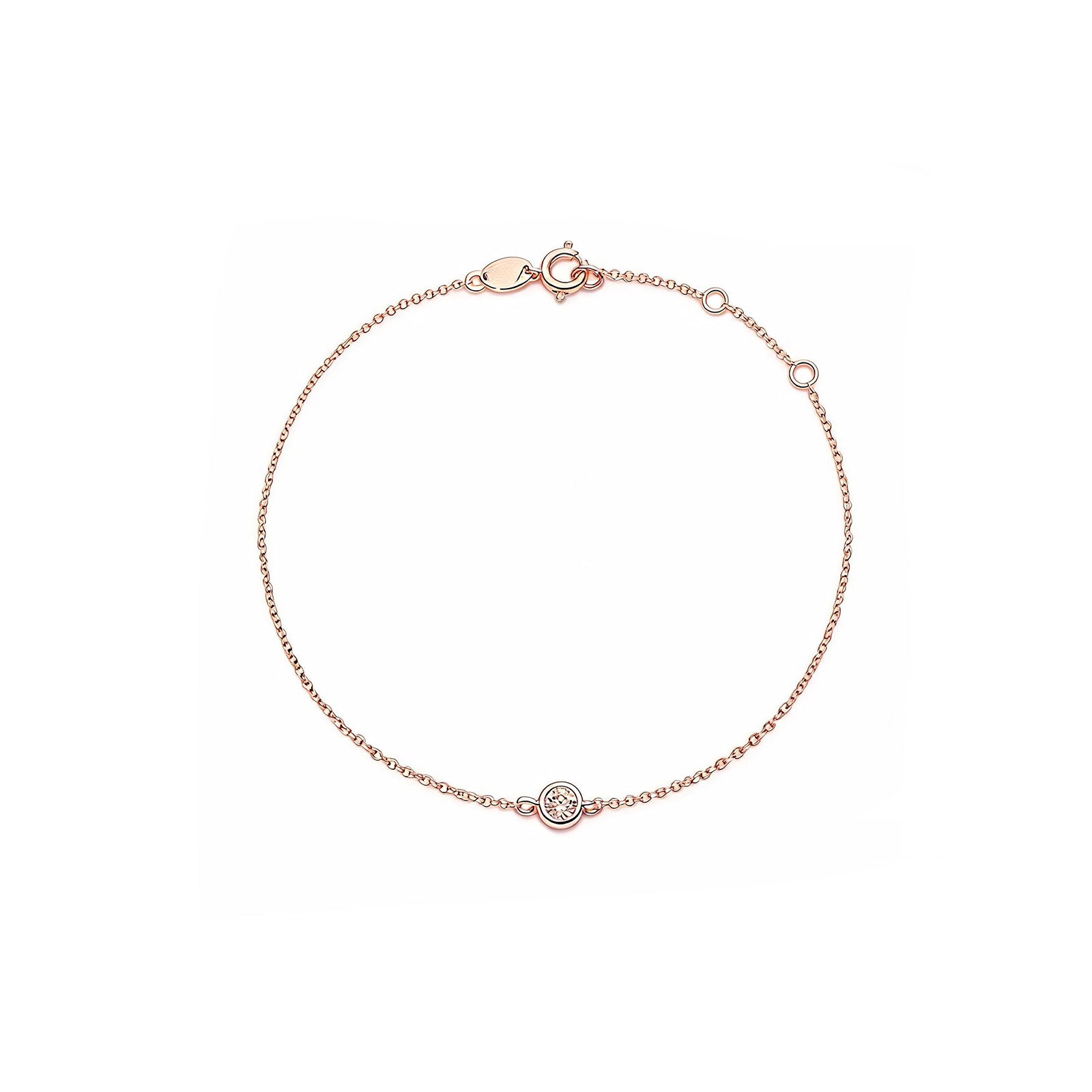 Bezel-Set Solitaire Diamond White Gold Bracelet